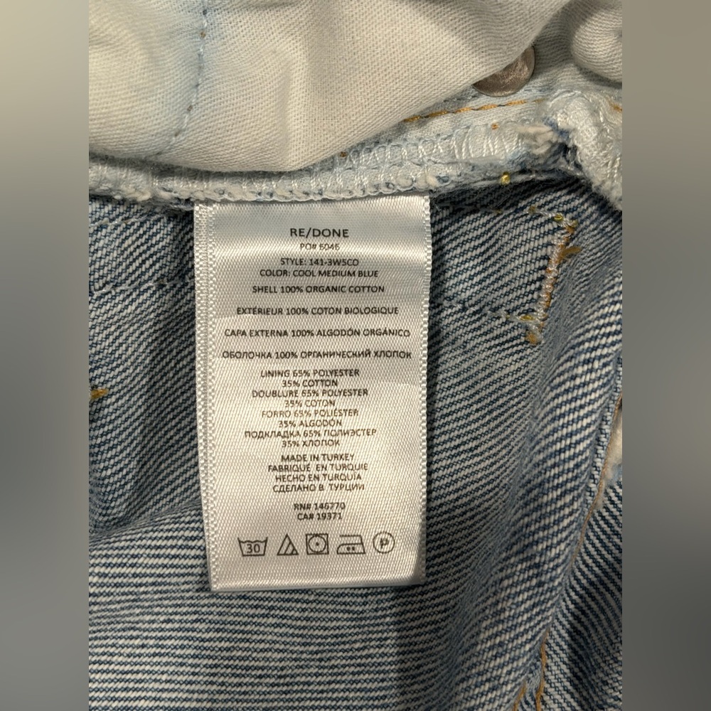 Re/Done Womens Shorts Blue Cut off High Waist Organic Cotton Denim Button Fly 25 - Picture 13 of 14